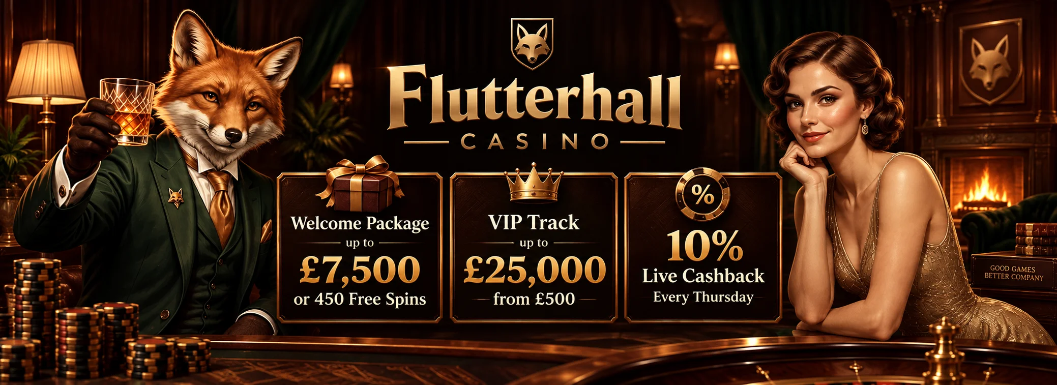 Flutterhall welcome package: pick your track over three deposits